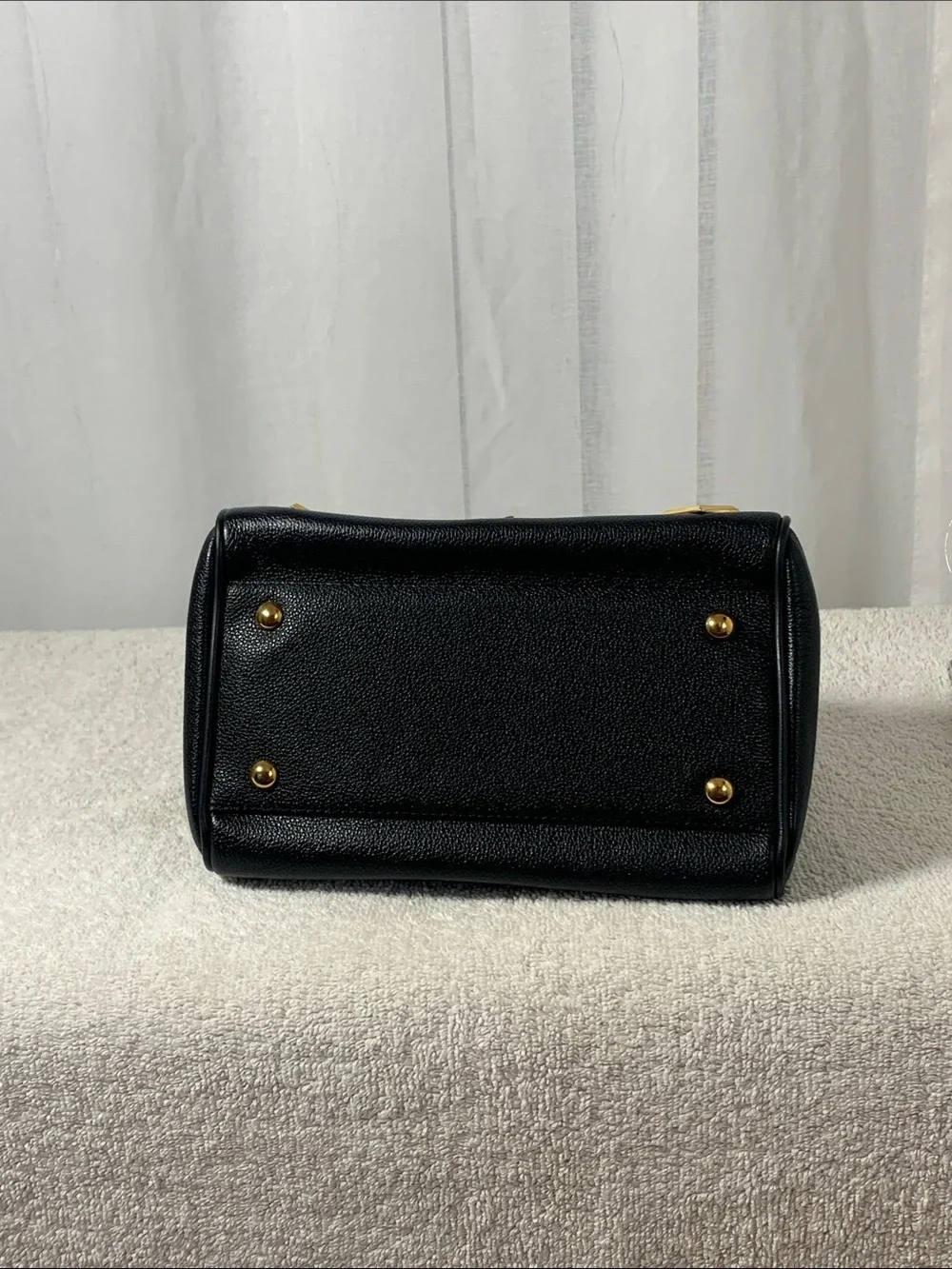 GUC MCM Vintage Studded Black Pebble Leather Satchel